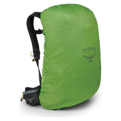 A front view of the Osprey Sirrus 24 daypack in Medium Grey with a black shoulder strap and a white background.
