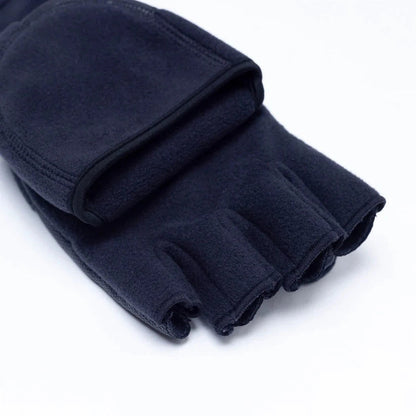 Black Outdoor Research Gripper Convertible Windbloc Mitts folded on a white background.