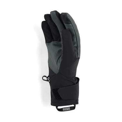 A side view of the Outdoor Research Men's Sureshot Pro Gloves in Black against a white background.