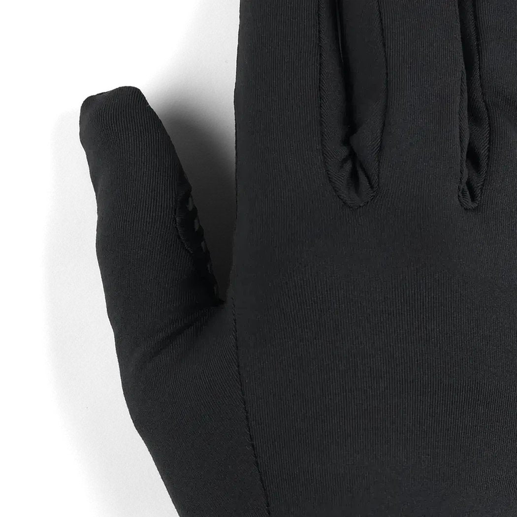 A close-up of the Outdoor Research Men's Vigor Lightweight Sensor Gloves in Black, showing the stitching and texture against a white background.