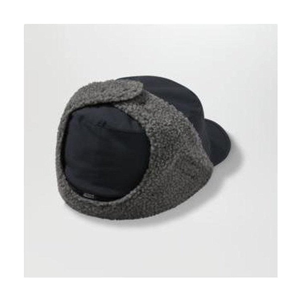 A top-down view of the Outdoor Research Whitefish Hat in Atlantic color, showing the ear flaps and black interior against a plain white background.