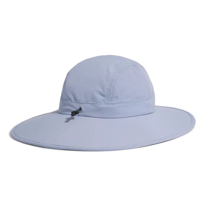 A front view of the Outdoor Research Women's Oasis Sun Hat in Cherry Blossom with a wide brim and a small black buckle on the crown, set against a plain white background.