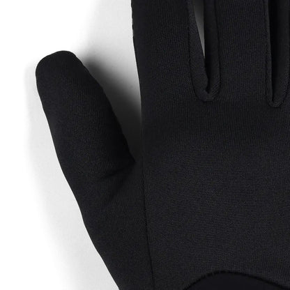A close-up of the Outdoor Research Women's Vigor Midweight Sensor Gloves in Black, showing the textured palm and finger design against a white background.