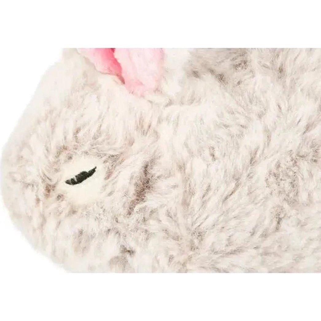 Close-up of the P.L.A.Y Forest Friends Baxter the Bunny toy showing its fluffy fur and pink ear tip.