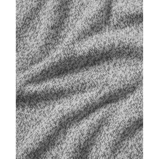 The close-up photo shows the textured knit fabric of the Paka Apparel The Costa in Light Grey, highlighting its soft, woven pattern.