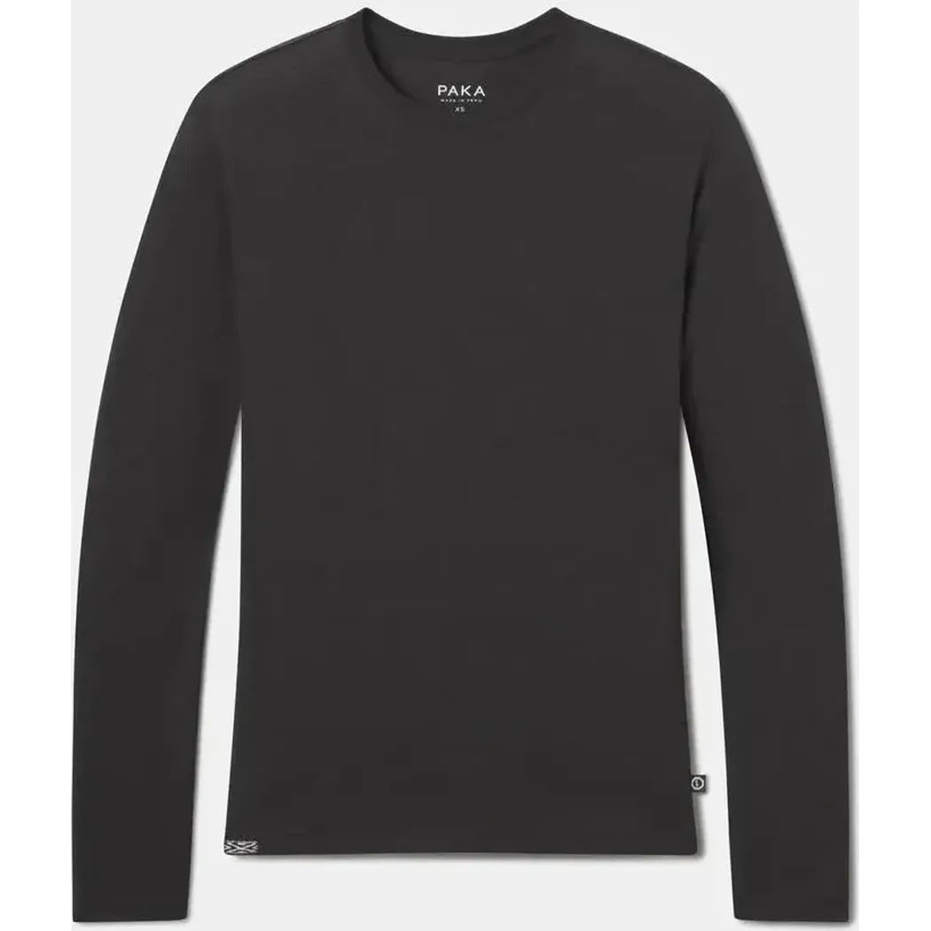 A front view of the Paka Apparel Women's Aire Long Sleeve in Black with a plain white background.
