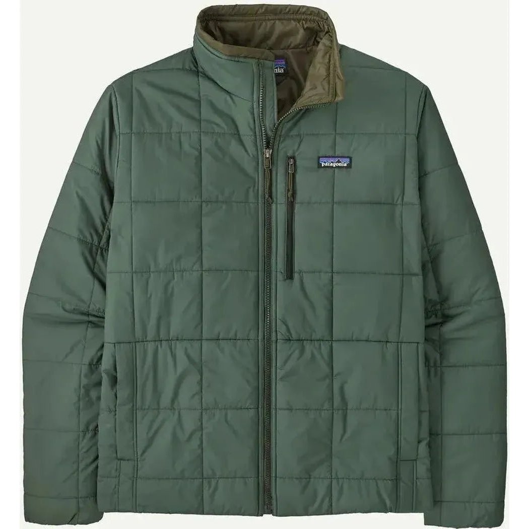 A front view of the Patagonia Men's Light Gust Jacket in Blue Sage showing the full zip and chest pocket against a white background.