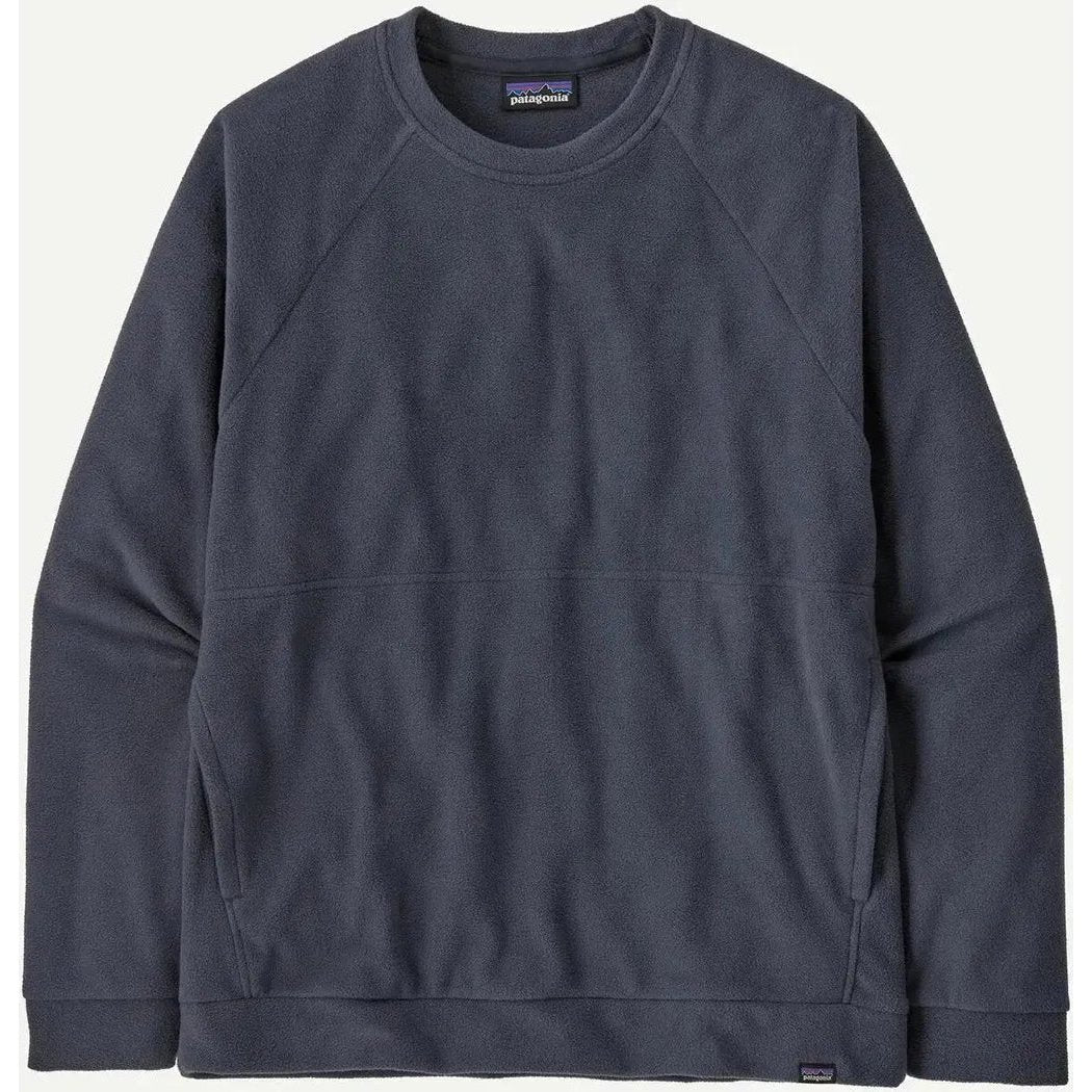 A front view of the Patagonia Men's Micro D Crewneck in Basin Green with a plain white background.
