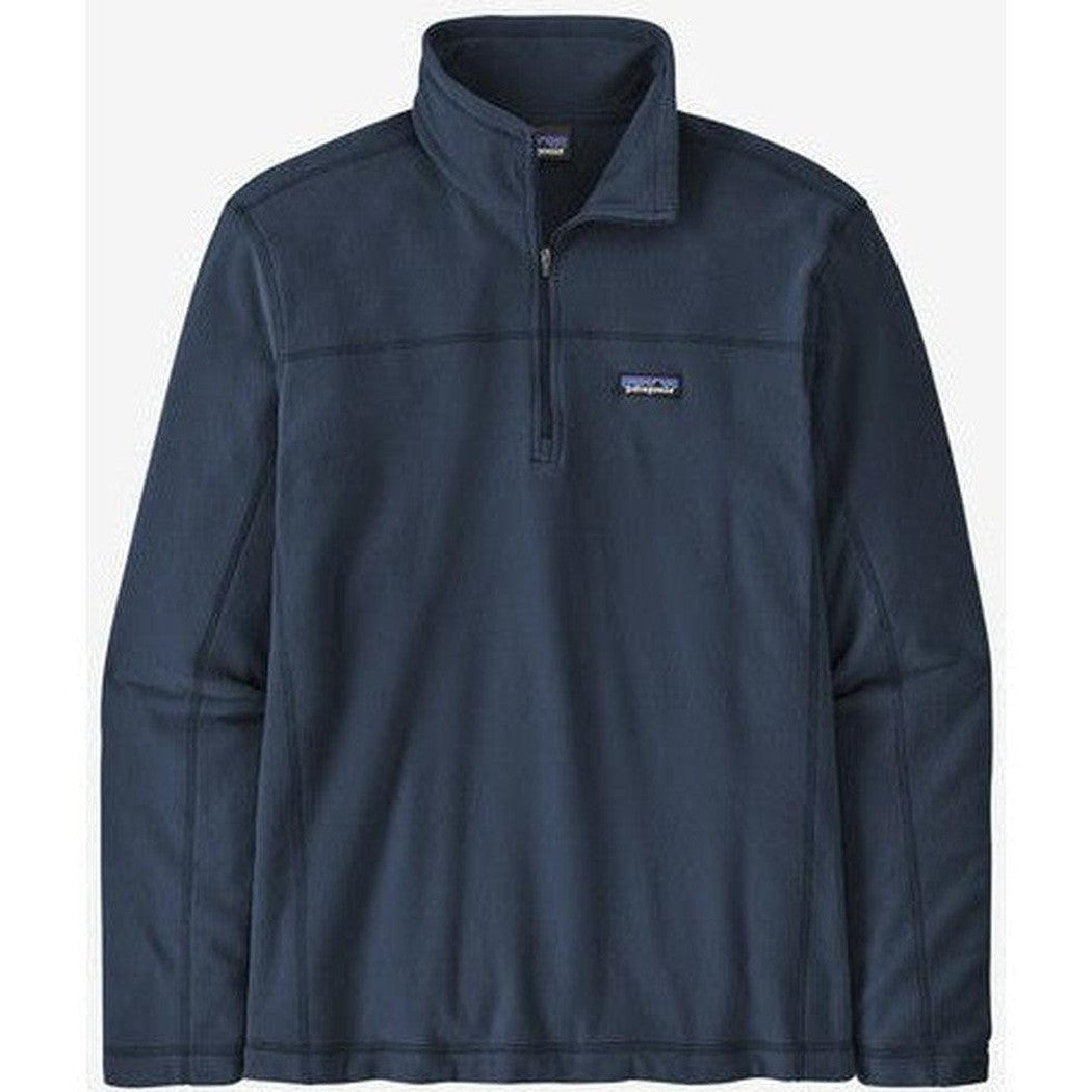 A front view of the Patagonia Men's Micro D Fleece Pullover in New Navy showing the half-zip collar and chest logo against a plain white background.