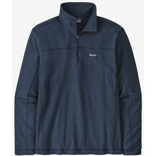 A front view of the Patagonia Men's Micro D Fleece Pullover in New Navy showing the half-zip collar and chest logo against a plain white background.