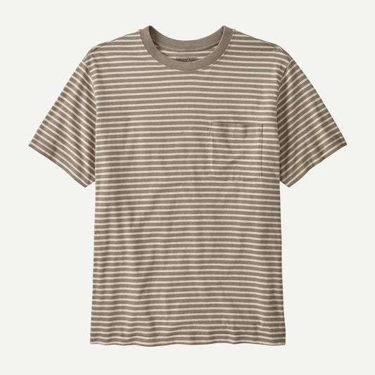 Patagonia Men's Midweight Daily Pocket Tee-Men's - Clothing - Bottoms-Weekend Stripe: Seabird Grey-M-Appalachian Outfitters