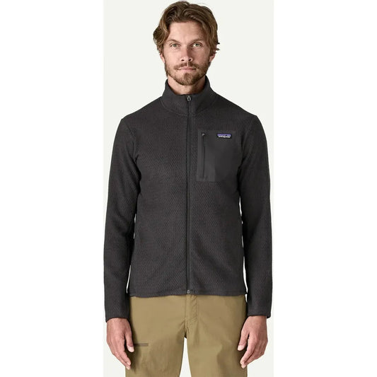 A front view of the Patagonia Men's R1 Air Jkt in Black on a model against a light background.