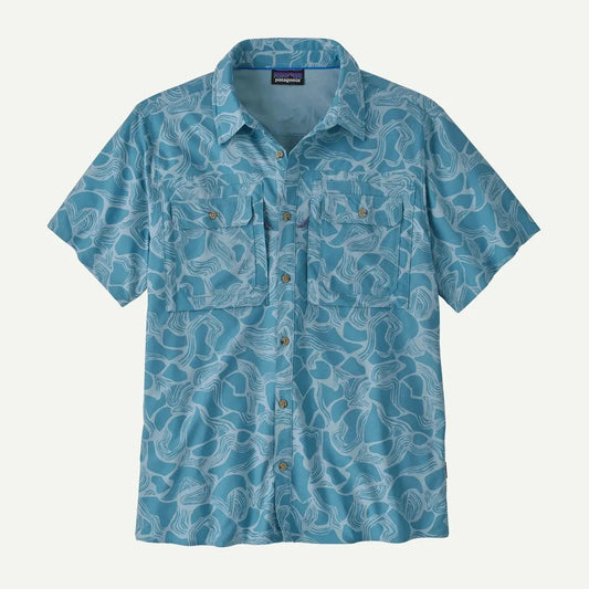 Patagonia Men's Short Sleeve Self Guided Sun Shirt-Men's - Clothing - Tops-Coastal Edge: Shore Blue-S-Appalachian Outfitters