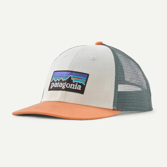 Patagonia P-6 Logo LoPro Trucker Hat-Accessories - Hats - Unisex-White w/Peach Sherbet-Appalachian Outfitters