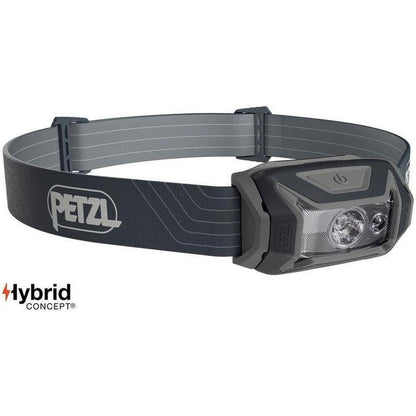 A front view of the Petzl Tikka headlamp in Blue on a white background.
