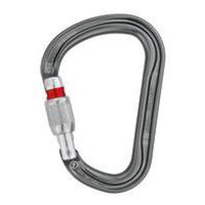 A charcoal Petzl William H-frame Screw-Lock carabiner shown from the side against a white background.