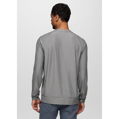 Back view of the Prana Men's Altitude Tracker LT Crew in Medium Heather Grey on a model against a plain background.