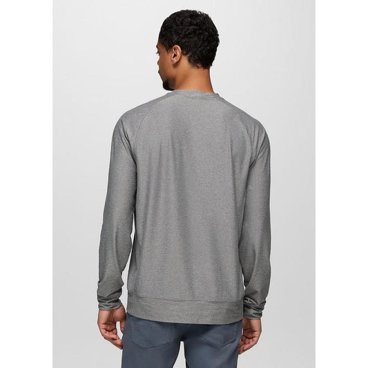 Back view of the Prana Men's Altitude Tracker LT Crew in Medium Heather Grey on a model against a plain background.