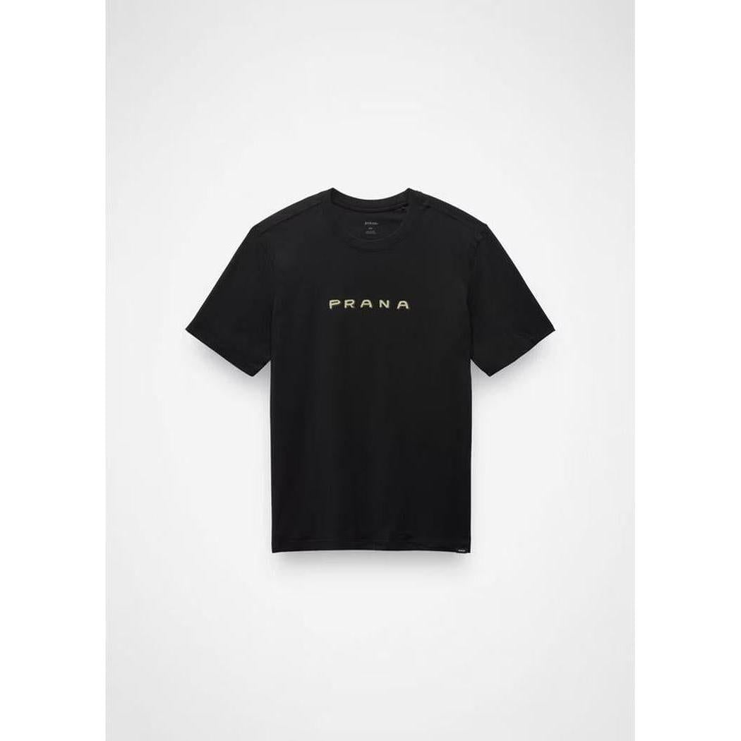 A front view of the Prana Men's Everyday Paradise Creek SS Tee in Black against a white background.