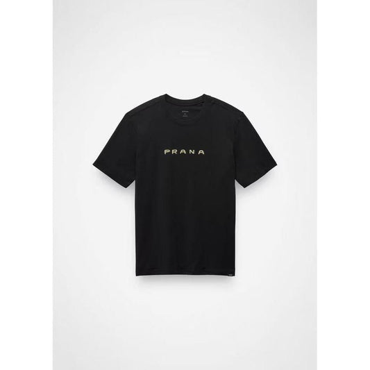 A front view of the Prana Men's Everyday Paradise Creek SS Tee in Black against a white background.