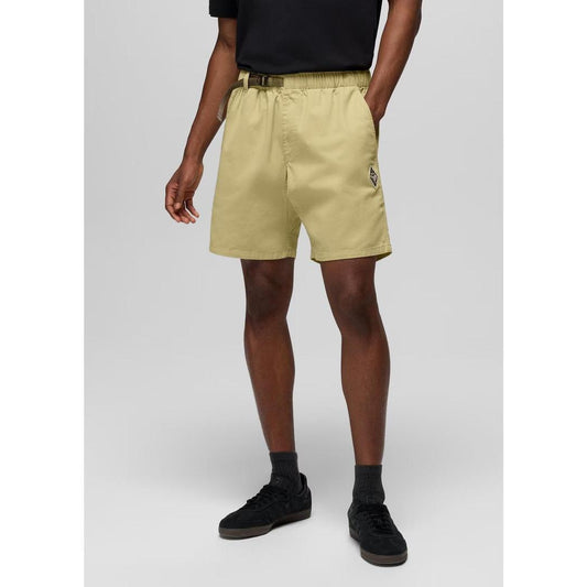 A front view of the Prana Sample - Men's Durado Short in Jackfruit showing the model wearing it with a plain background.