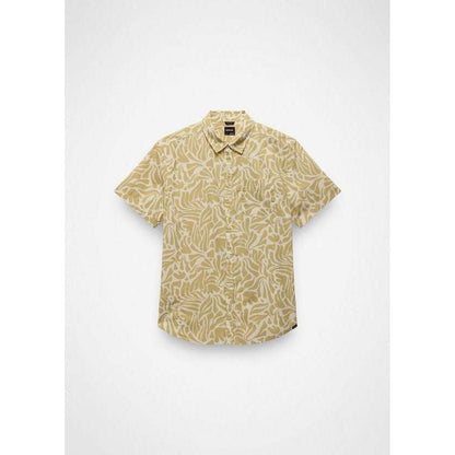 A front view of the Prana Sample - Men's Stimmersee Shirt in Beach Pebble Seaweed with a white background.