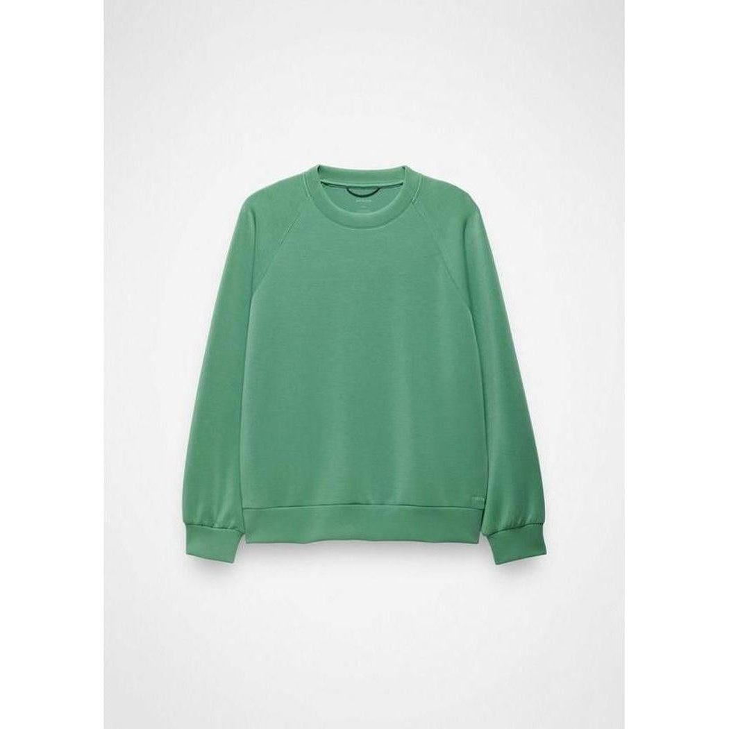 A front view of the Prana Sample - Women's Shea Soft Crewneck in Jade against a plain white background.