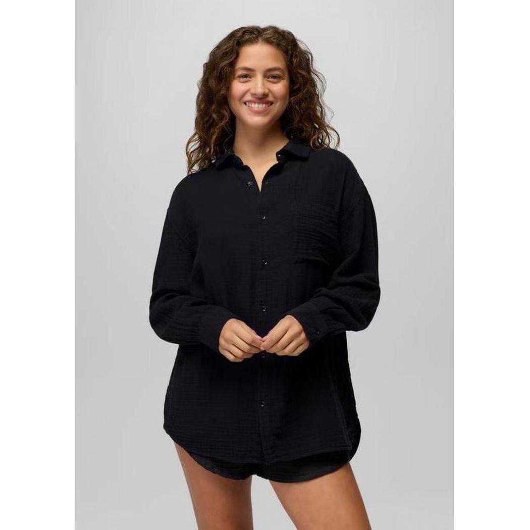 Prana Women's Hideaways Button Down Top-Women's - Clothing - Tops-Black-S-Appalachian Outfitters