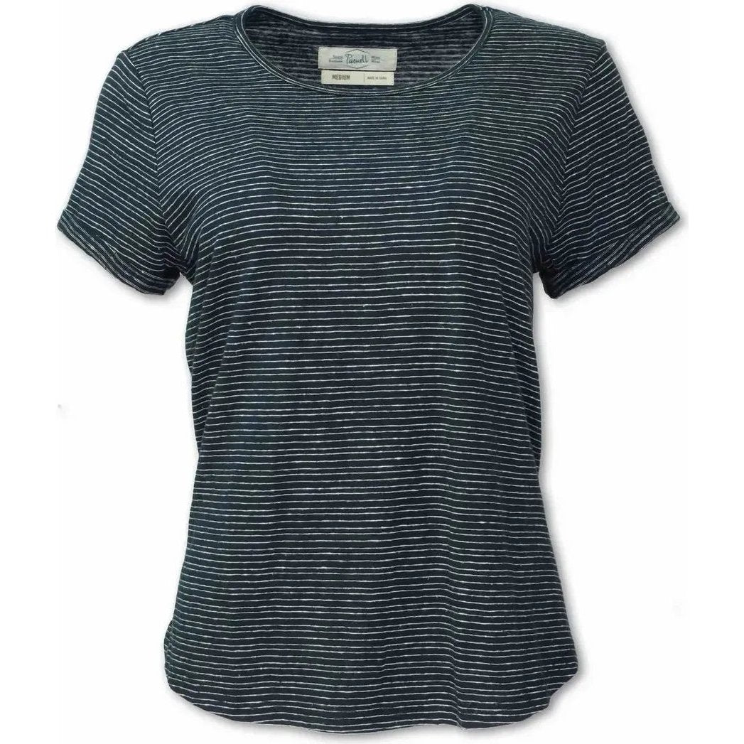 Purnell Women's Navy Striped Hemp Knit Tee-Women's - Clothing - Tops-Navy-S-Appalachian Outfitters