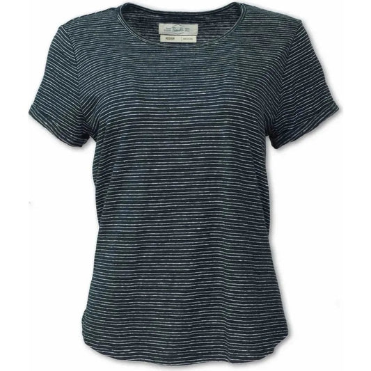 Purnell Women's Navy Striped Hemp Knit Tee-Women's - Clothing - Tops-Navy-S-Appalachian Outfitters