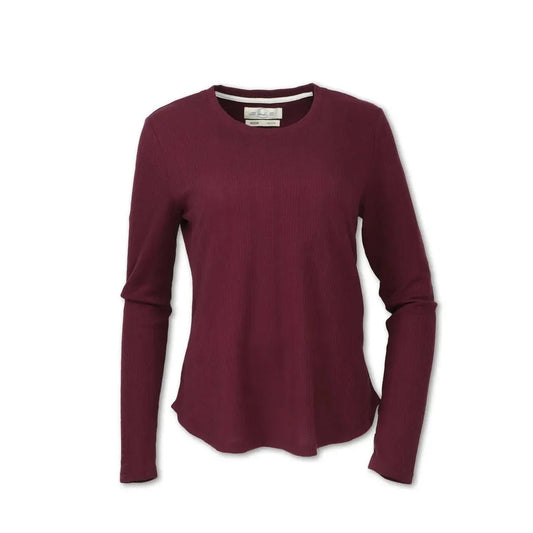 Purnell Women's Waffle Knit Crew-Women's - Clothing - Tops-Cranberry-S-Appalachian Outfitters