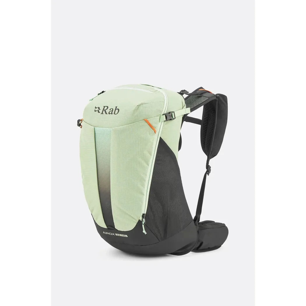 A side view of the Rab Airox 22ND backpack in Fig Green/Black with a white background.
