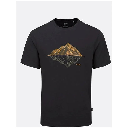 A front view of the Rab Men's Crimp Reflection Tee in Beluga showing the mountain graphic on a white background.