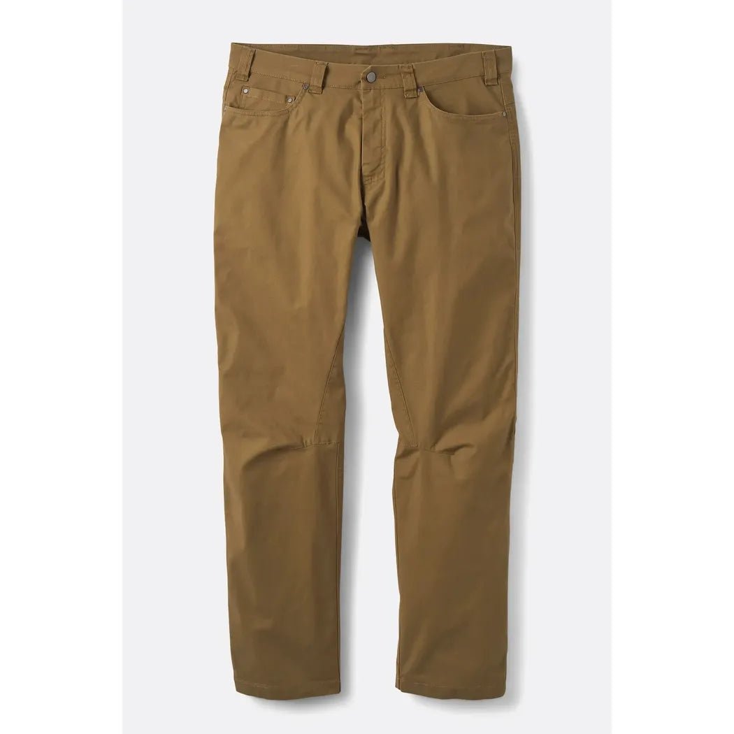 The front view of the Rab Men's Radius Pants in Anthracite shows the front pockets and button closure against a plain white background.