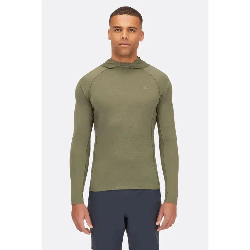 A front view of the Rab Men's Sonic Hoody in Light Khaki on a model against a plain white background.