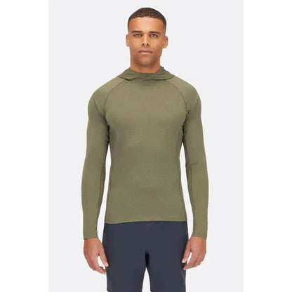 A front view of the Rab Men's Sonic Hoody in Light Khaki on a model against a plain white background.