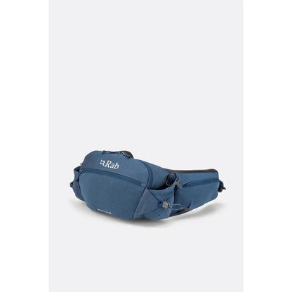 A side view of the Rab Protium 6 in Anthracite showing the zippered compartments against a plain white background.