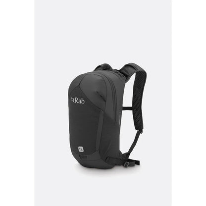 Side view of the Rab Tygen 12 black daypack against a plain white background.
