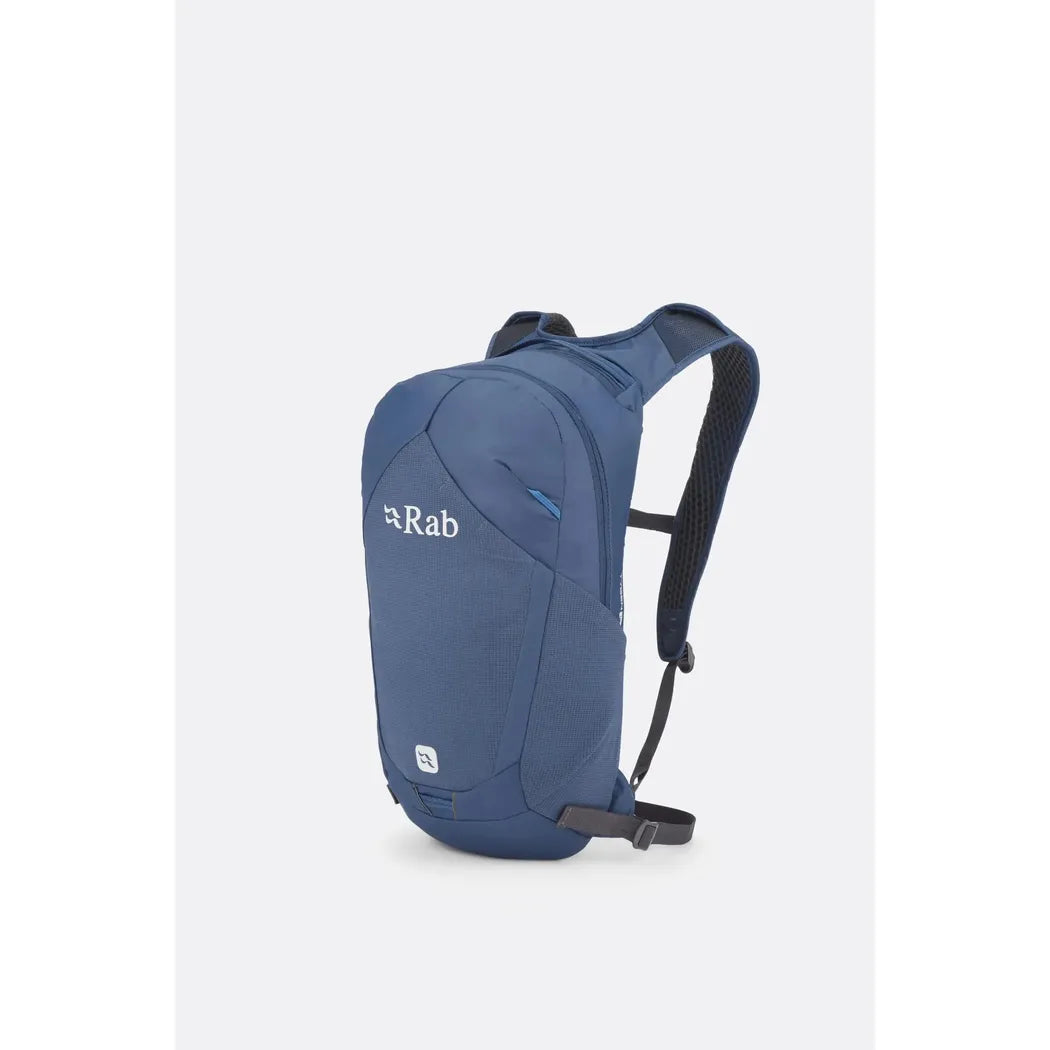 A side view of the Rab Tygen 12 backpack in Black against a plain white background.