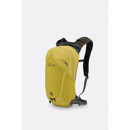 A front view of the Rab Tygen 12 backpack in Black with a white background.