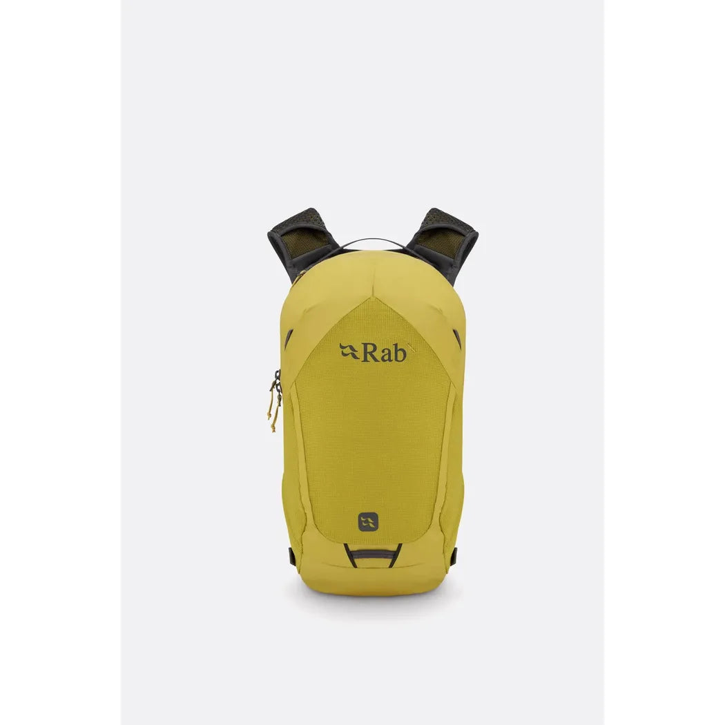 Back view of the Rab Tygen 12 backpack in Black against a white background.