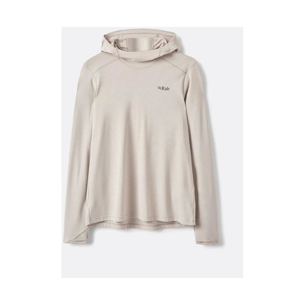 A front view of the Rab Women's Force Hoody in Fig Green against a white background.