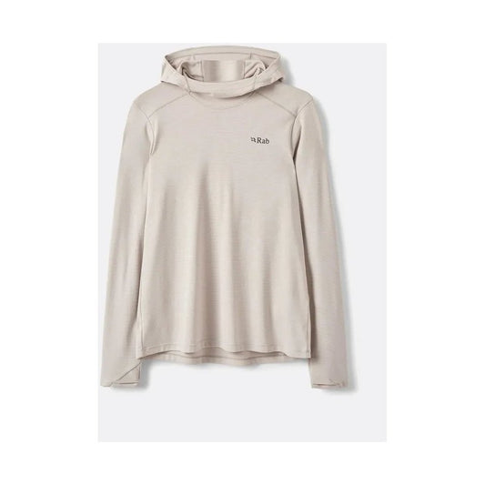 A front view of the Rab Women's Force Hoody in Fig Green against a white background.