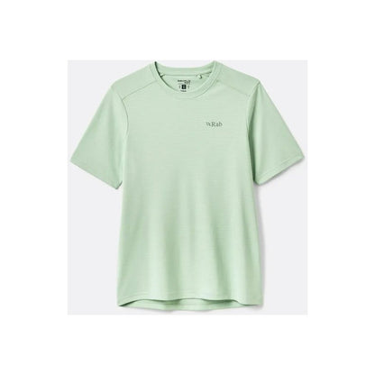 A front view of the Rab Women's Force Tee in Fig Green with a white background.