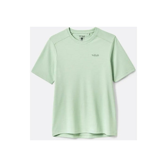 A front view of the Rab Women's Force Tee in Fig Green with a white background.