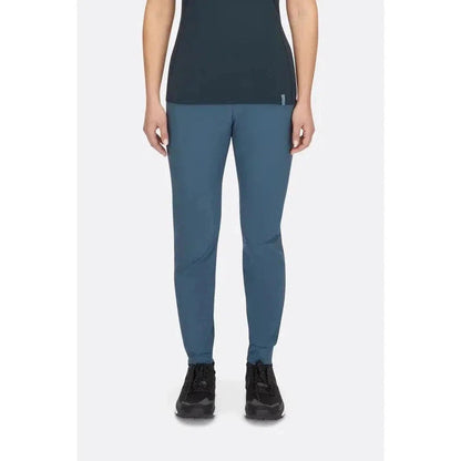 A front view of the Rab Women's Momentum Pants in Beluga, showing the model wearing them against a plain white background.