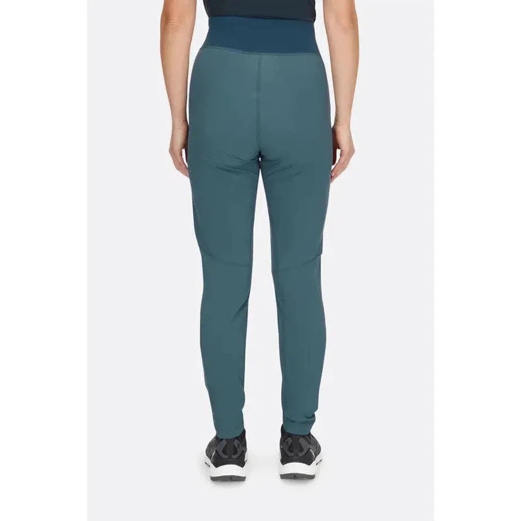 Back view of the Rab Women's Momentum Pants in Beluga, showing the high waist and slim fit against a plain white background.