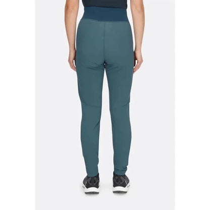 Back view of the Rab Women's Momentum Pants in Beluga, showing the high waist and slim fit against a plain white background.