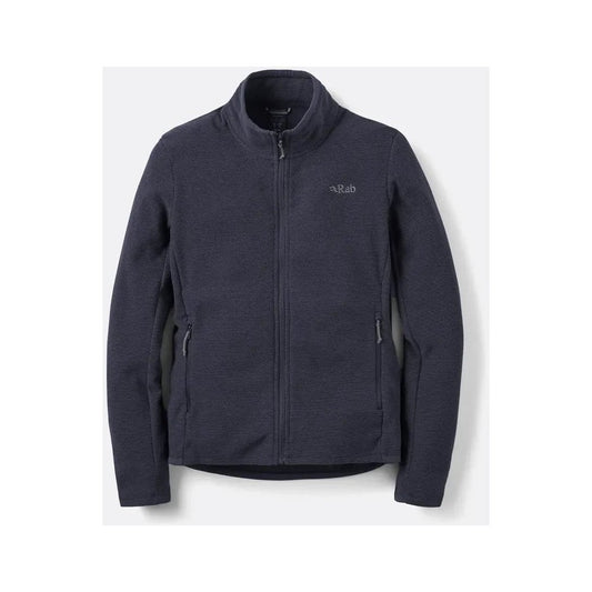A front view of the Rab Women's Stavel Jacket in Beluga color with a full zip and side pockets against a white background.