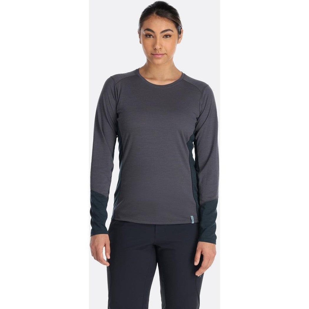Rab Women's Syncrino Base Long Sleeve Tee-Women's - Clothing - Tops-Graphene-XS-Appalachian Outfitters